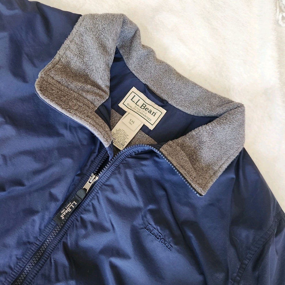 L.L Bean Bomber Jacket Mens XXL Vintage Warm Up Fleece Lined‎ Coat Navy